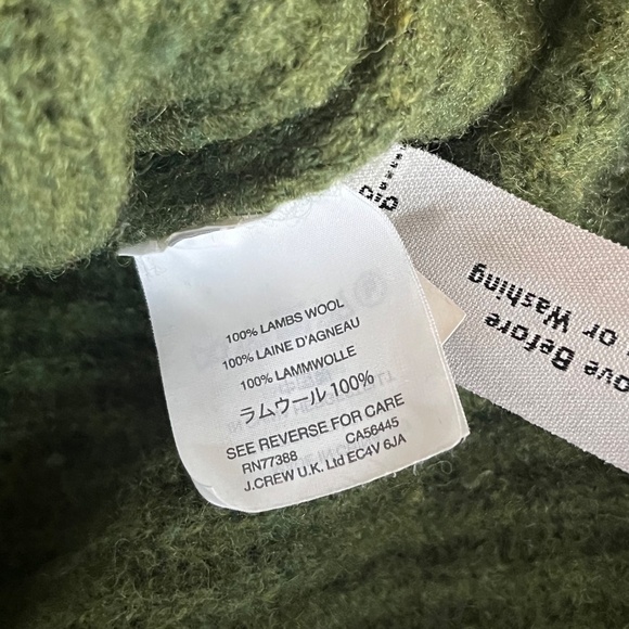 J.Crew Lambswool Quarter Snap-Collar Ribbed Sweater – Army Green – Size Small - Picture 6 of 6